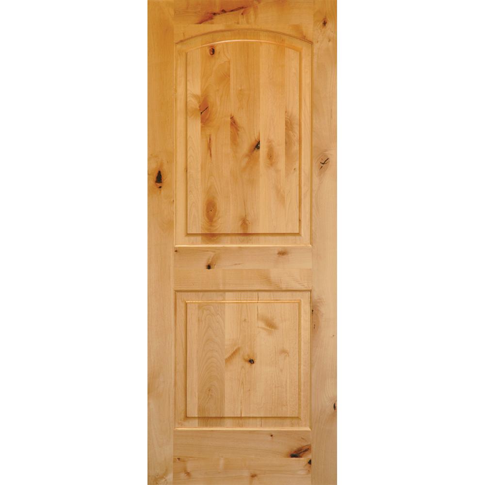 Krosswood Doors 28 In X 96 In Rustic Knotty Alder 2 Panel Top Rail Arch Solid Wood Left Hand Single Prehung Interior Door