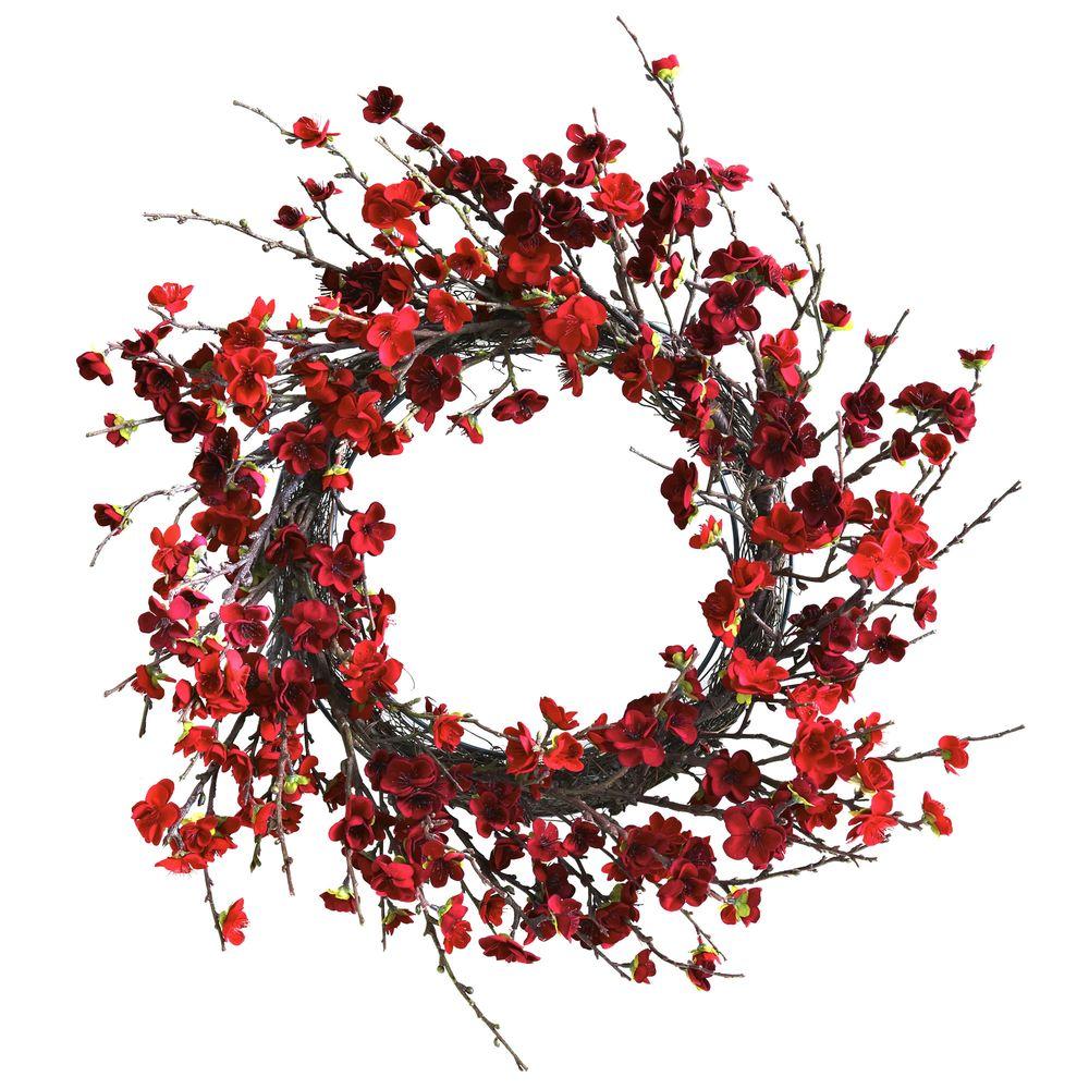 Artificial Daisy and Dogwood Wreath Puleo International 24 in Green