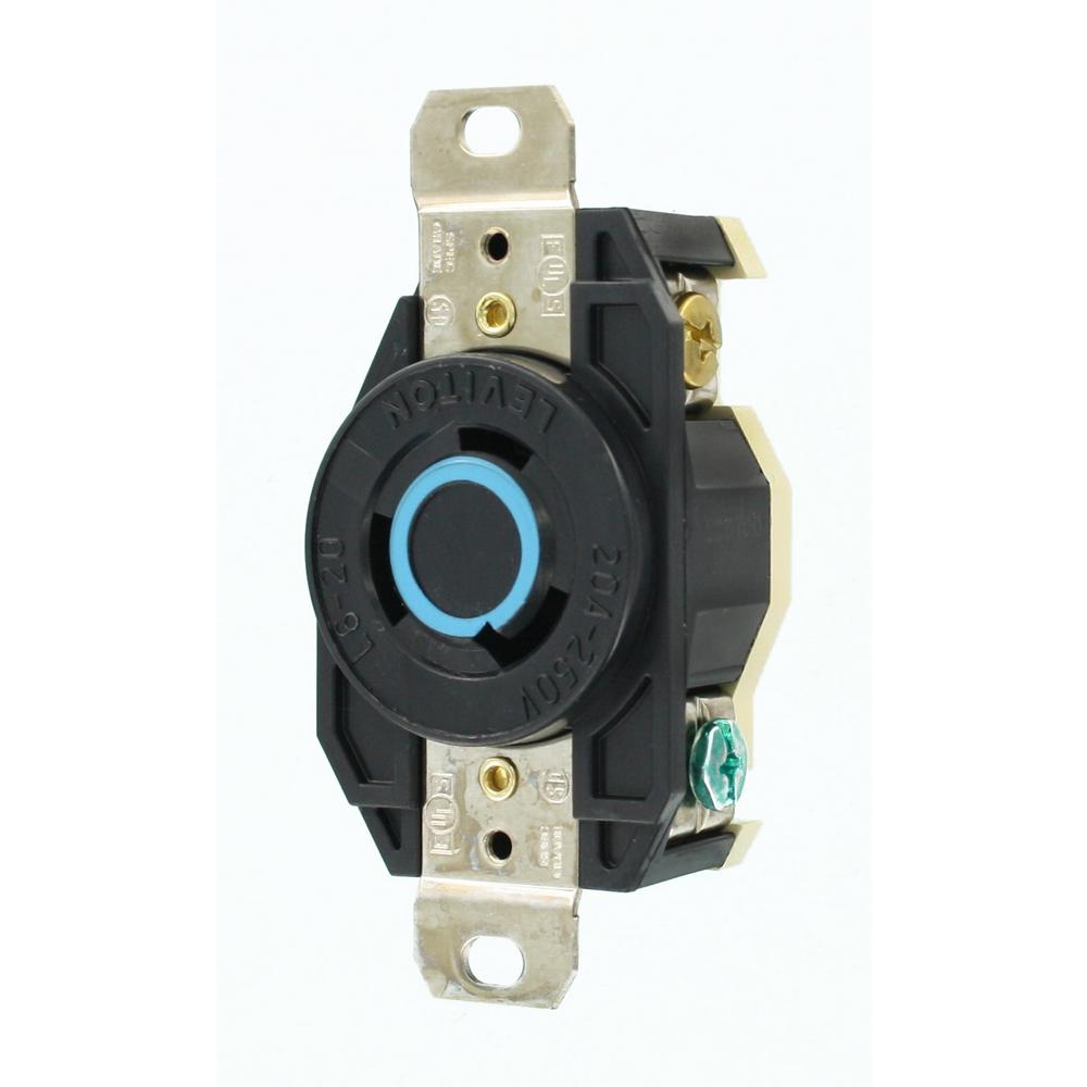 Leviton 3 Wire Nylon Locking Flush Receptacles Single Outlet In Wall 20Amp Black | eBay