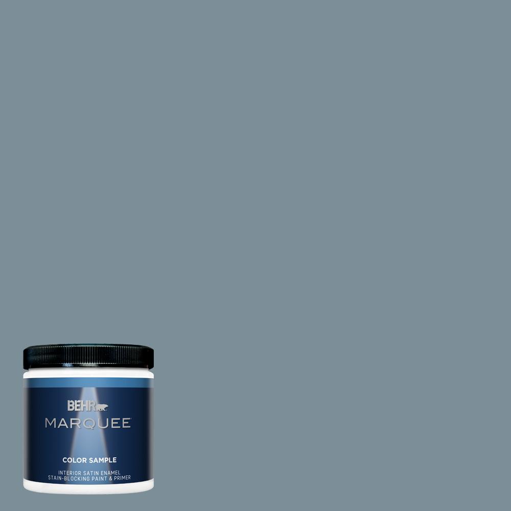 BEHR MARQUEE 8 oz. MQ520 Cold Steel OneCoat Hide Satin BEHR MARQUEE 8 oz. MQ520 Cold Steel OneCoat Hide Satin