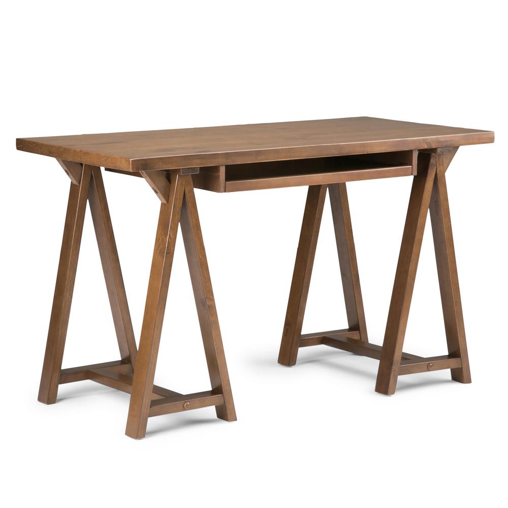 Simpli Home Sawhorse Solid Wood Modern Industrial 50 In Wide