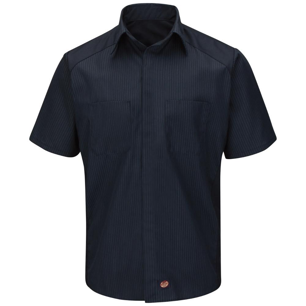Red Kap Mens Short Sleeve Stripe Work Shirt Blue Gray