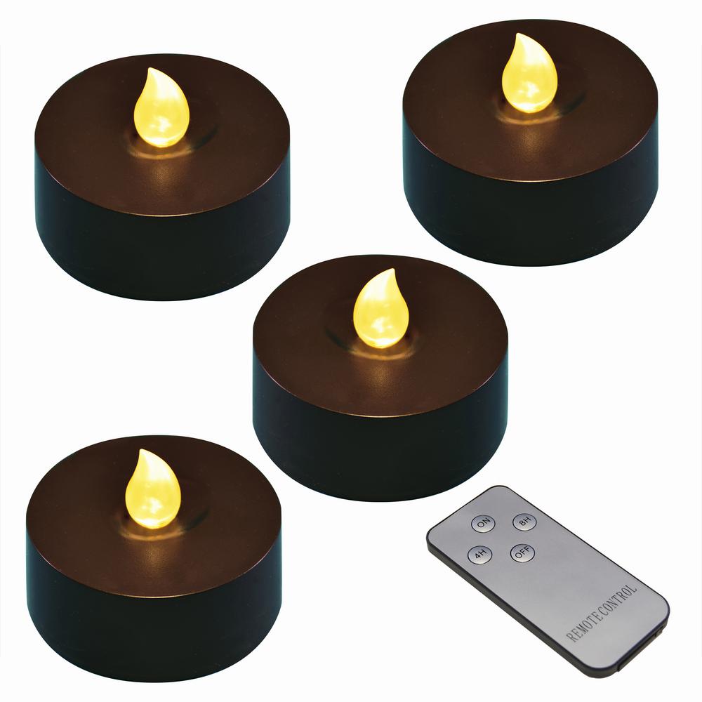 Lumabase Battery Orange Operated Extra Large Tea Lights with Remote