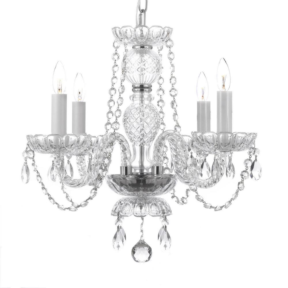 Clear Chandeliers Lighting The Home Depot 4 Light Venetian Style Empress Crystal Chandelier