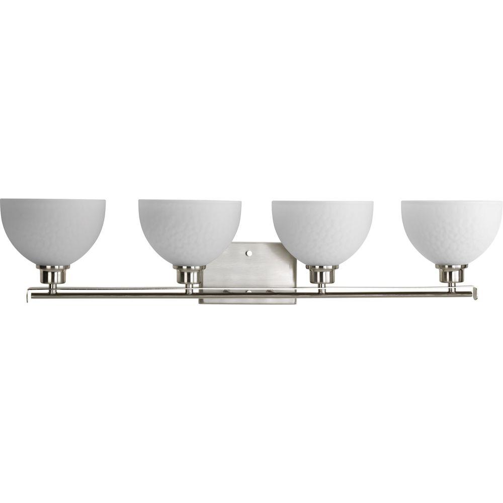 Progress Lighting Legend Collection 4Light Brushed Nickel Bathroom Vanity Light with Glass