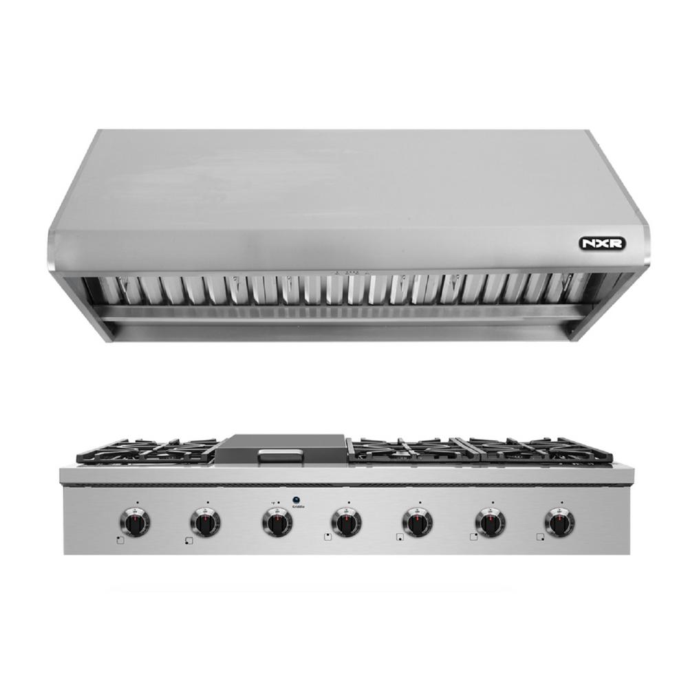 NXR 48 in. ProStyle Gas Cooktop in Stainless Steel with 6 Burners and a Griddle Burner and