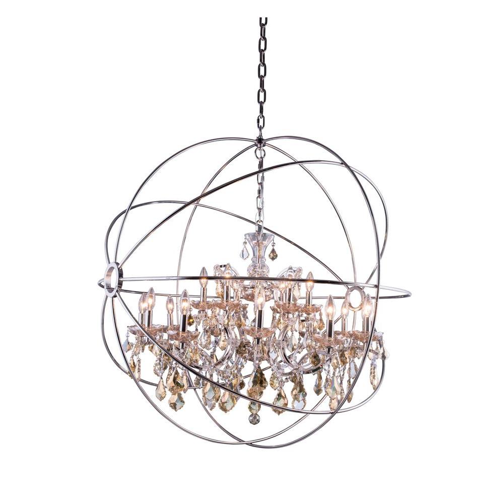 Geneva 18 Light Polished Nickel Chandelier With Silver Shade Grey Crystal Geneva 18 Light Polished Nickel Chandelier With Silver Shade Grey Crystal