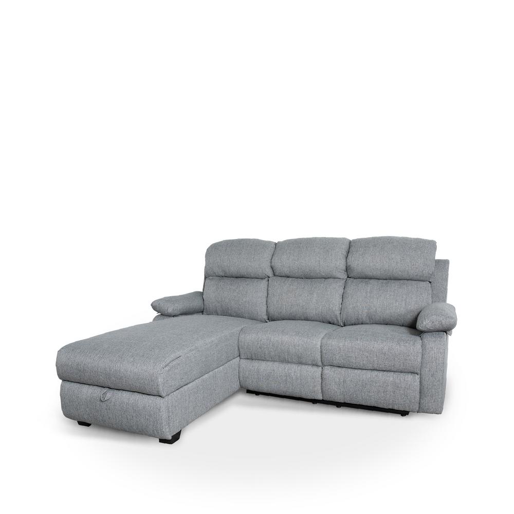Ottomanson Recliner L Shaped Light Grey Corner Sectional Sofa With