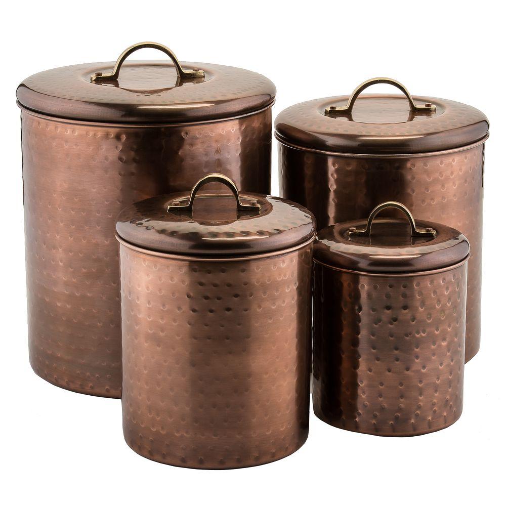Stainless Steel Food Storage Containers The Home 4 Piece Hammered Antique Copper Canister Set