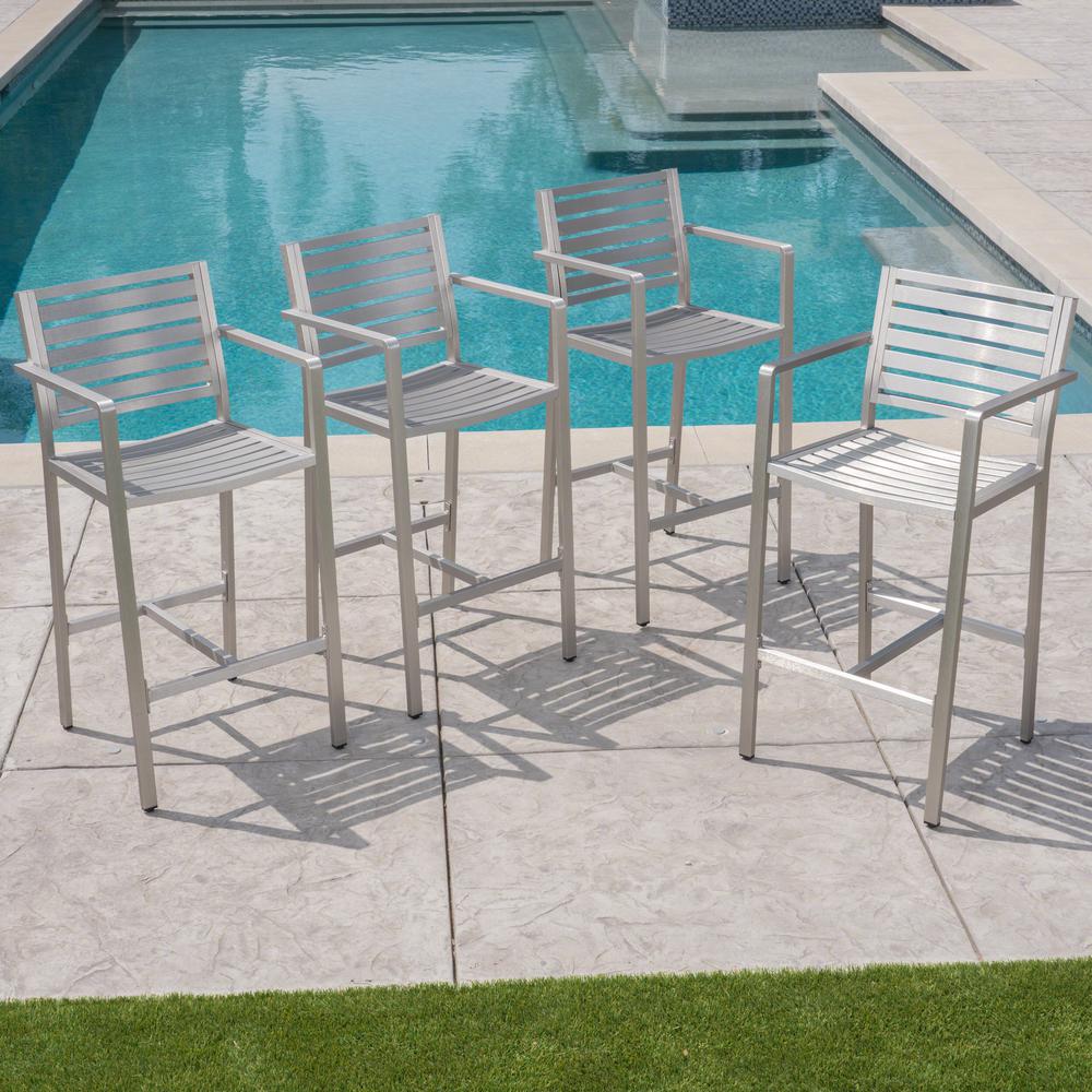 Noble House Delfina Stackable Wicker Outdoor Bar Stool (4Pack)66927