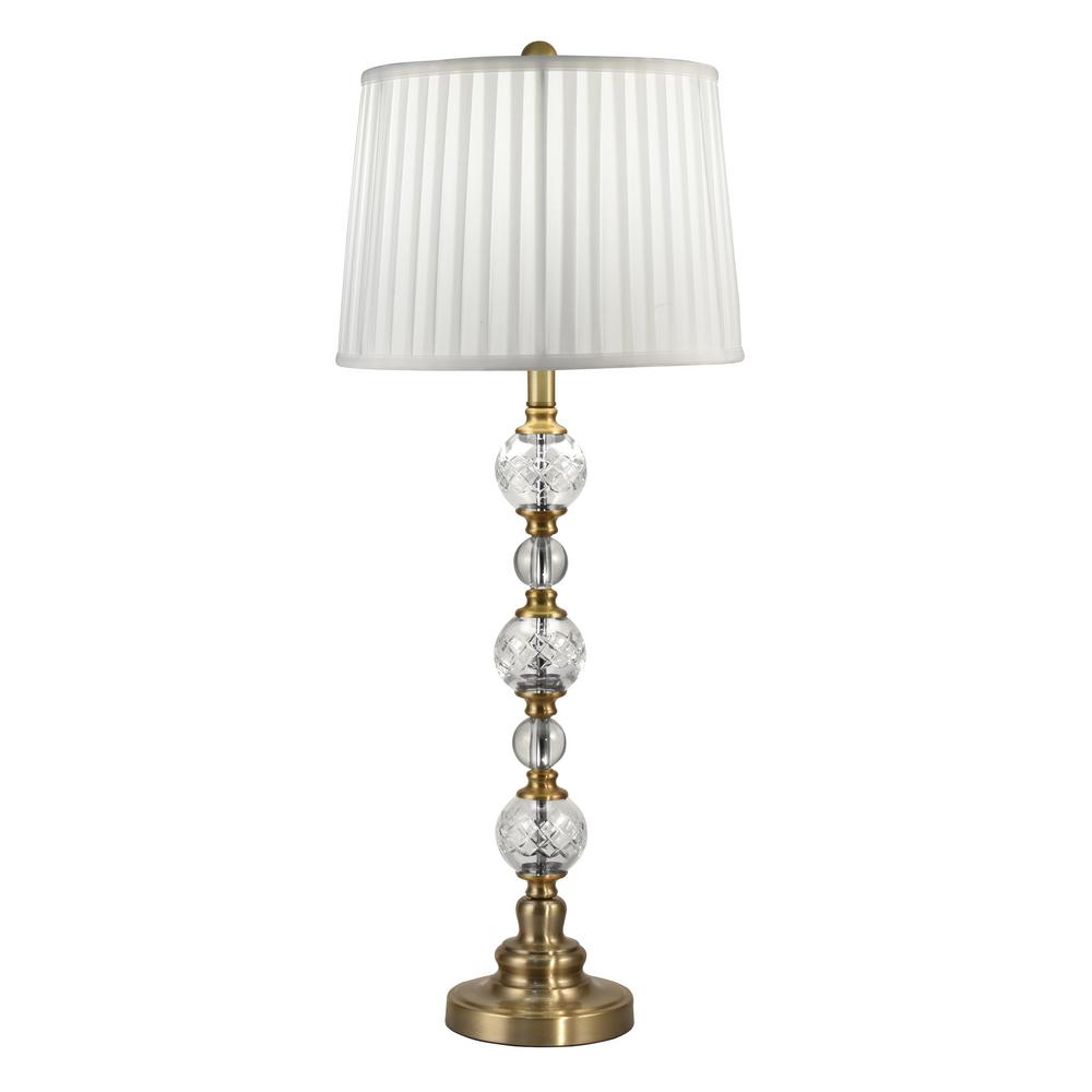 32 5 In Antique Brass Buffet Lamp With Softback Fabric Gb18321