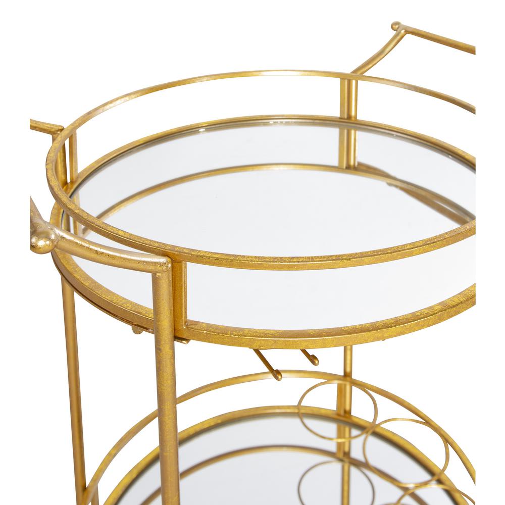 Linon Home Decor Round Gold Metal Bar Cart Thd00525 The Depot Linon Home Decor Round Gold Metal Bar