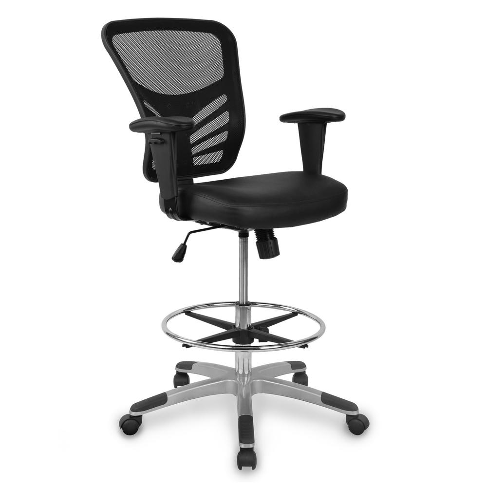 Poly And Bark Brighton Black Drafting Chair With Vegan
