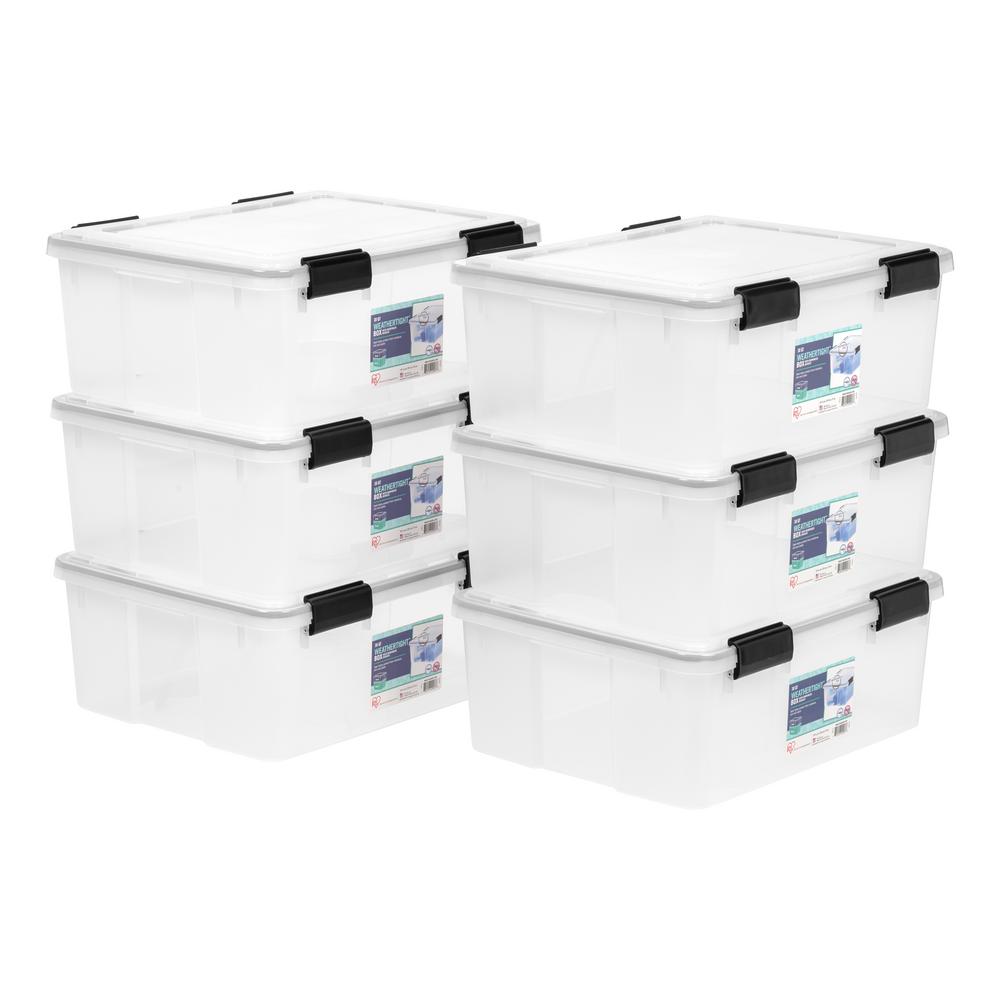 Iris 30 Qt Weather Tight Storage Box In Clear 110400 The Home Depot