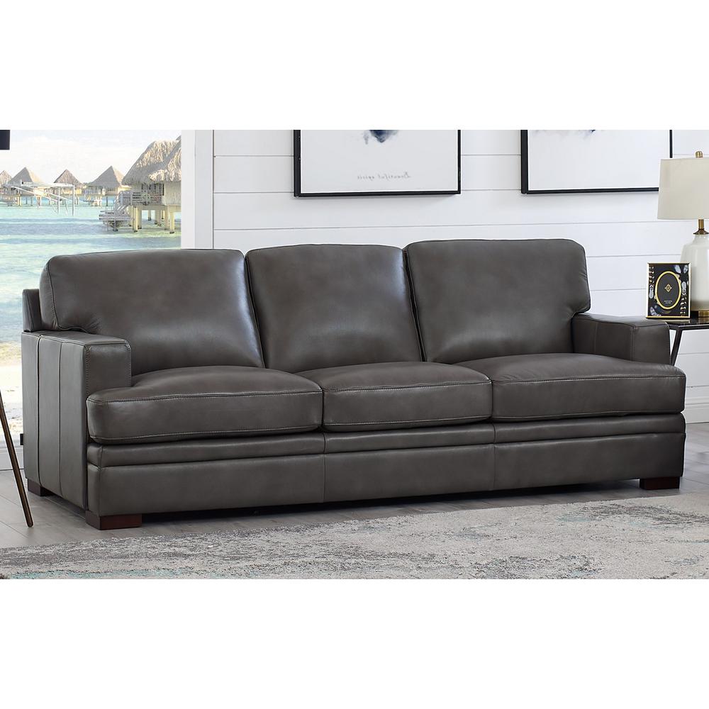 Hydeline Georgia Gray 100 Leather Sofa Georgia 30 Gry The Home