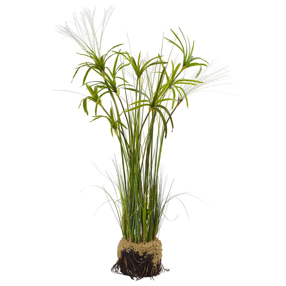 Nearly Natural Papyrus Plant with Faux Soil-4566 - The Home Depot