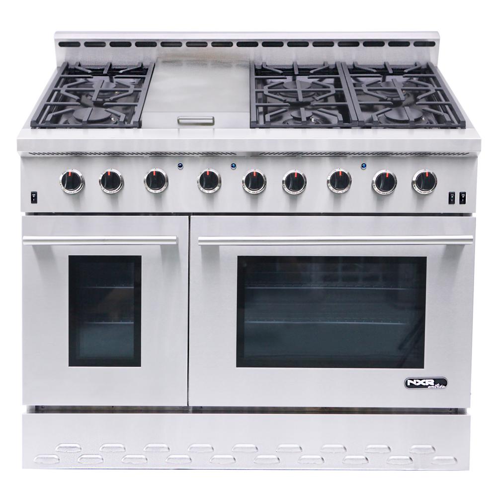 NXR Entree 48 in. 7.2 cu. ft. Professional Style Liquid Propane Range Double Oven with