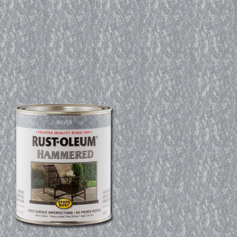 Rust Oleum Stops Rust 1 Qt Silver Hammered Rust Preventive Interior Paint 7213502 The Home Depot