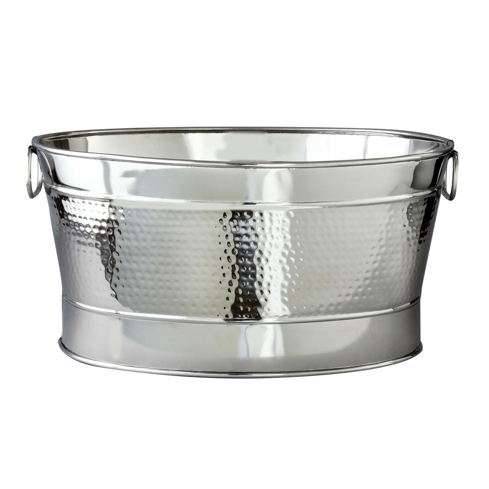 7 Gal. Stainless Steel Hammered Oval Party Tub