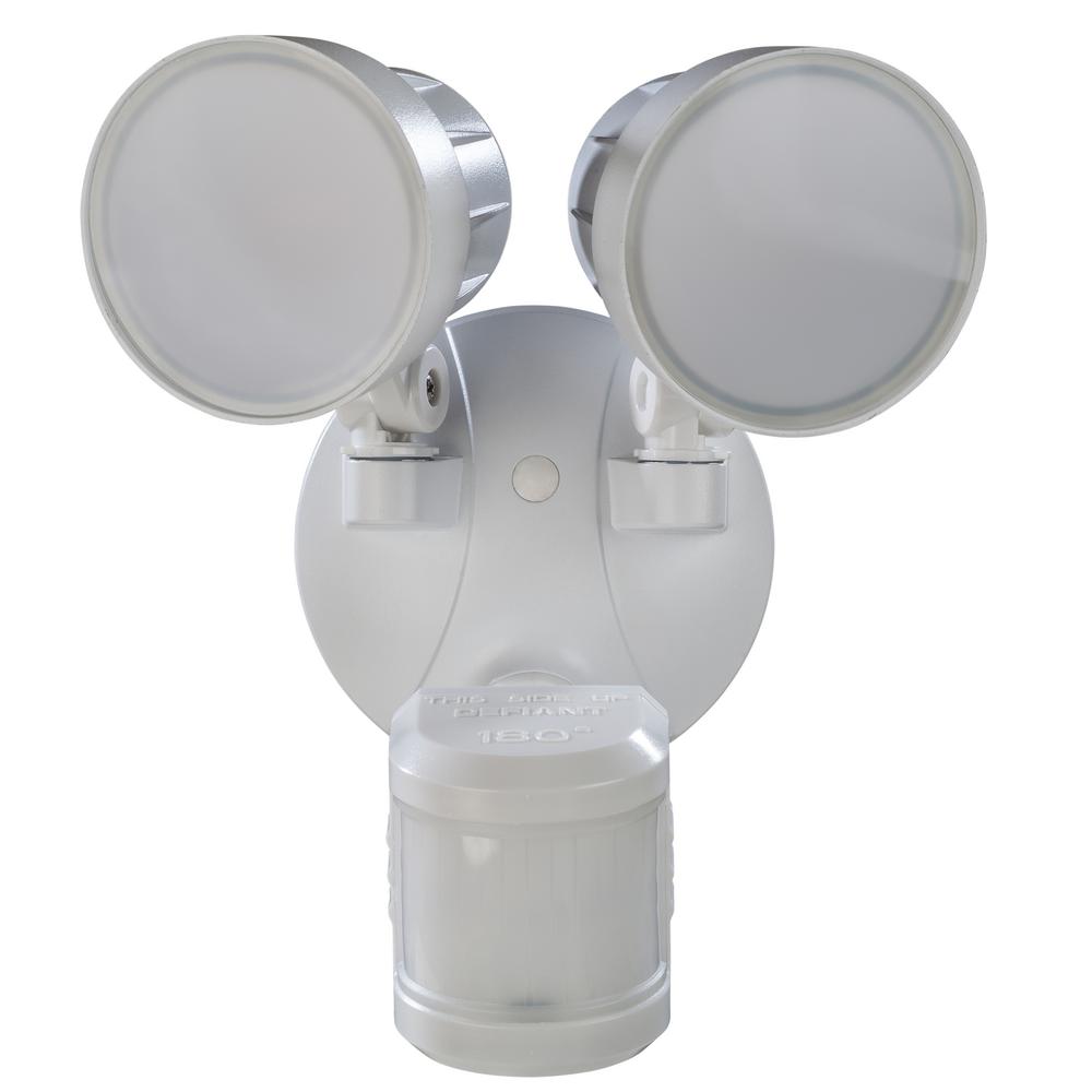 Defiant 180 White Motion Activated Outdoor Integrated Led Twin Head Defiant 180 White Motion Activated Outdoor Integrated Led Twin Head Flood Light With Warm