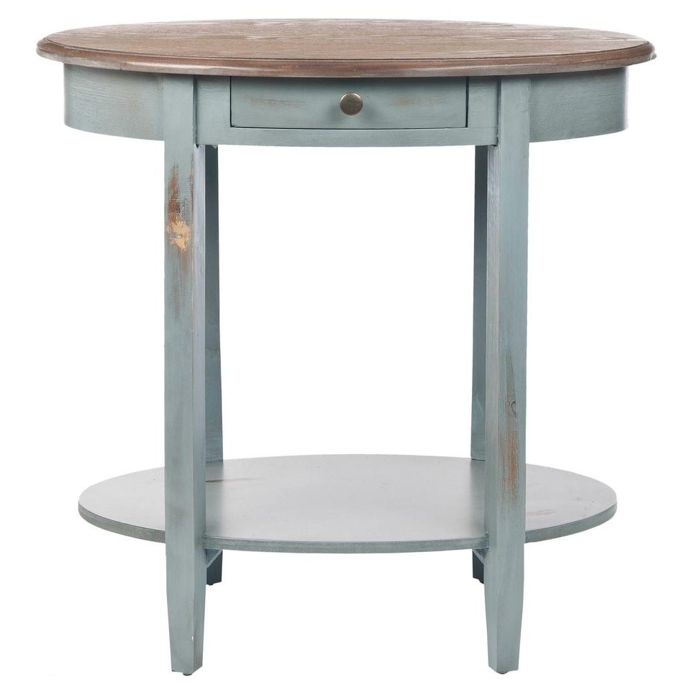 Safavieh Whitney Barn Blue and Oak Storage End TableAMH6553A The
