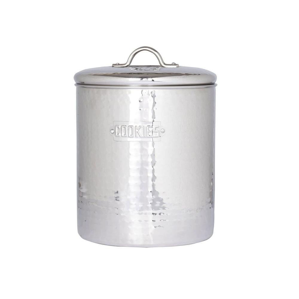 Old Dutch 6.75 in. x 9 in. Stainless Steel Hammered Cookie Jar with