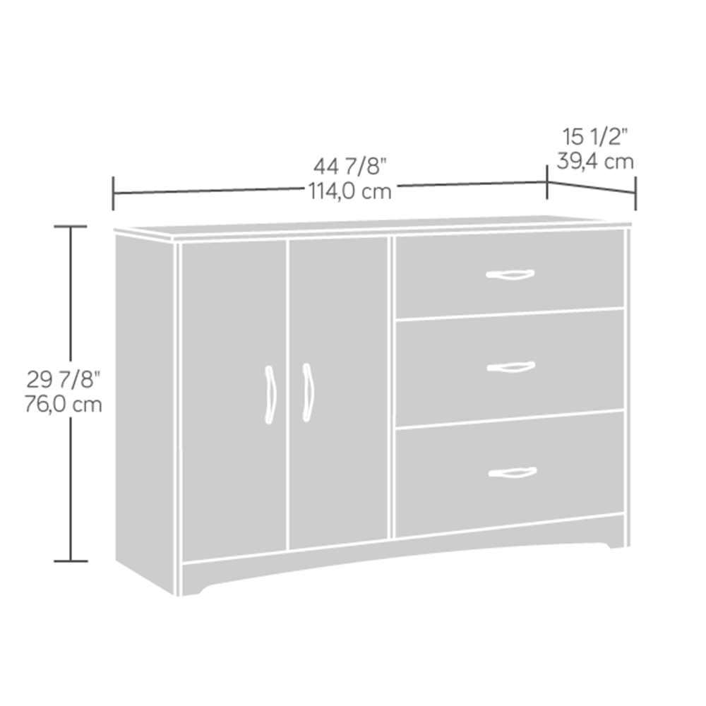 Sauder Beginnings 2 Door 3 Drawer Soft White Dresser 422801 The