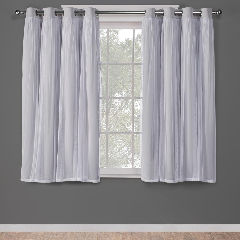 Catarina Cloud Grey Layered Solid Blackout and Sheer Grommet Top Window