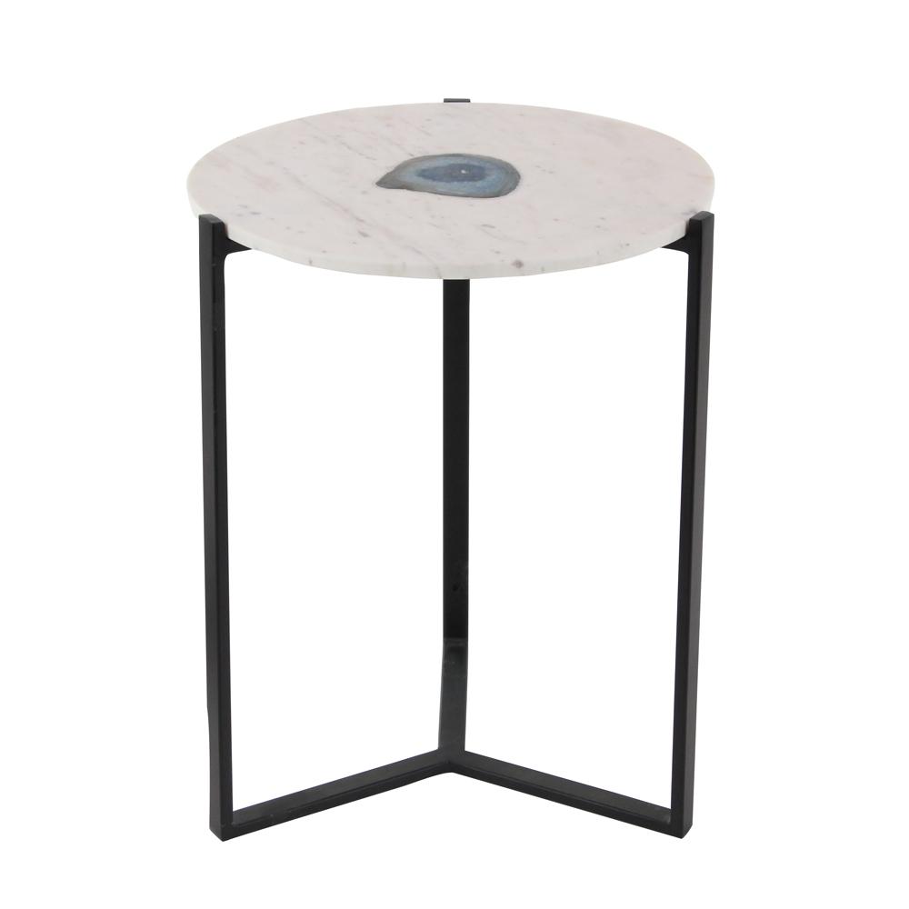 21 In X 17 Modern Iron And Blue Agate Round Accent Table 21 In X 17 Modern Iron And Blue Agate Round Accent Table