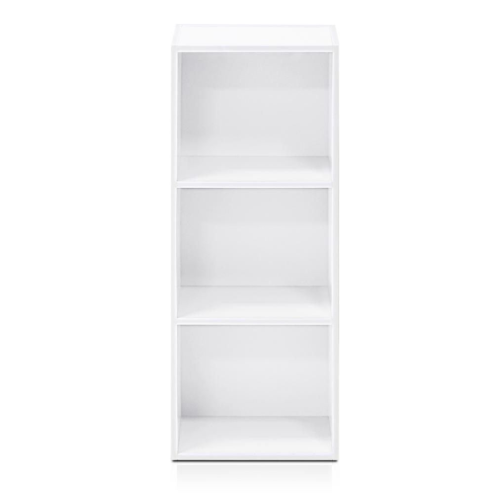 Furinno 40 3 In White Wood 3 Shelf Standard Bookcase With Adjustable Shelves 14151r1wh The Home Depot