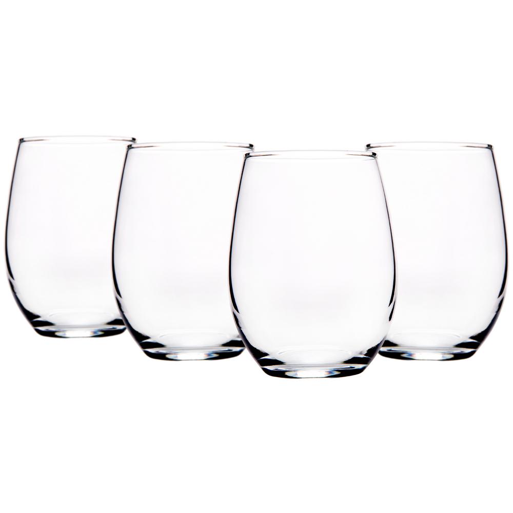 HOME ESSENTIALS AND BEYOND 15 fl. oz. Stemless Wine Glasses (4-Pack