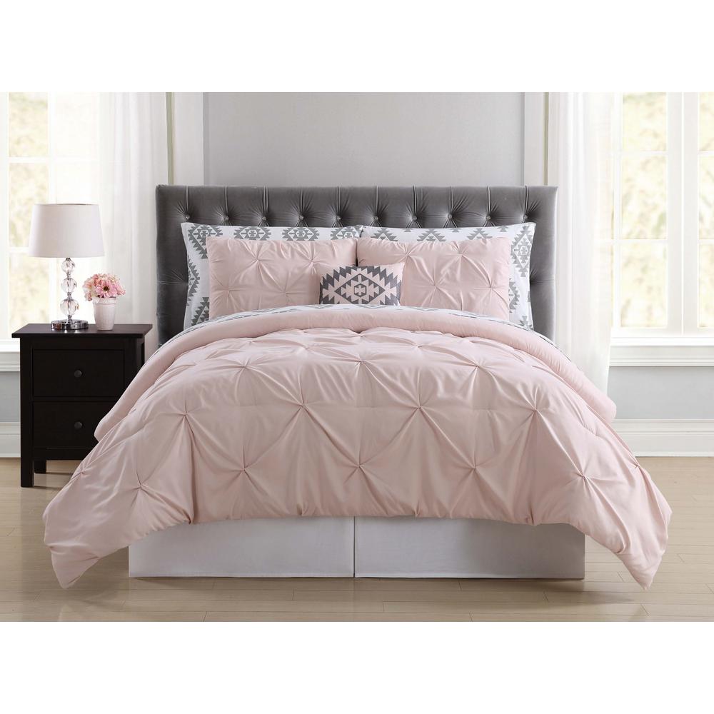Pueblo Pleated Blush King Bed In A Bag Bib1969bskpb 32 The Home Depot Internet 302624335 Pueblo Pleated Blush King Bed In A Bag