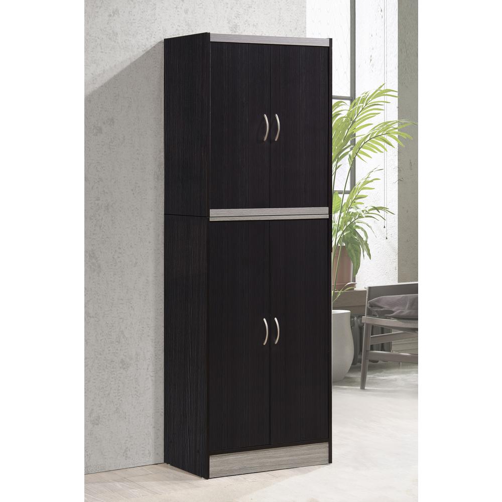 Hodedah 4 Door Chocolate Grey Kitchen Pantry Hi224 Choco The 4 Door Chocolate Grey Kitchen Pantry
