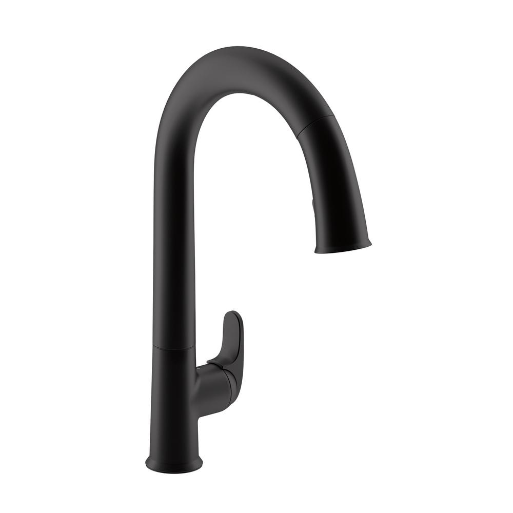 KOHLER Sensate Single-Handle Pull-Down Sprayer Kitchen Faucet with Konnect in Matte Black