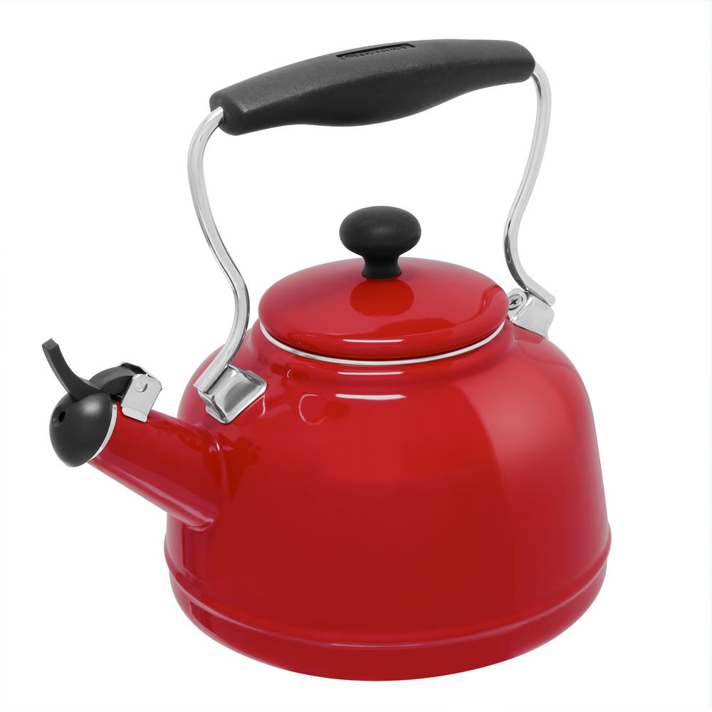 Chantal Vintage 6.8cups EnamelOnSteel Chili Red Tea Kettle37VINT