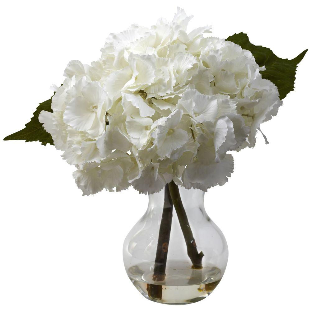 Nearly Natural Blooming Hydrangea With Vase Arrangement-1314 - The Home 