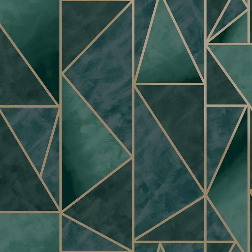 Walls Republic Bohemian Metallic Triangles Wallpaper Green Gold Paper Strippable Roll Covers 57 Sq Ft R6480 The Home Depot