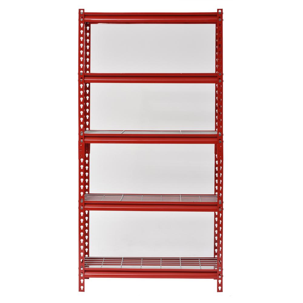 Red Muscle Rack UR301260WD5-R 5-Shelf Steel Shelving Unit 30 Width x 60 Height x 12 Length