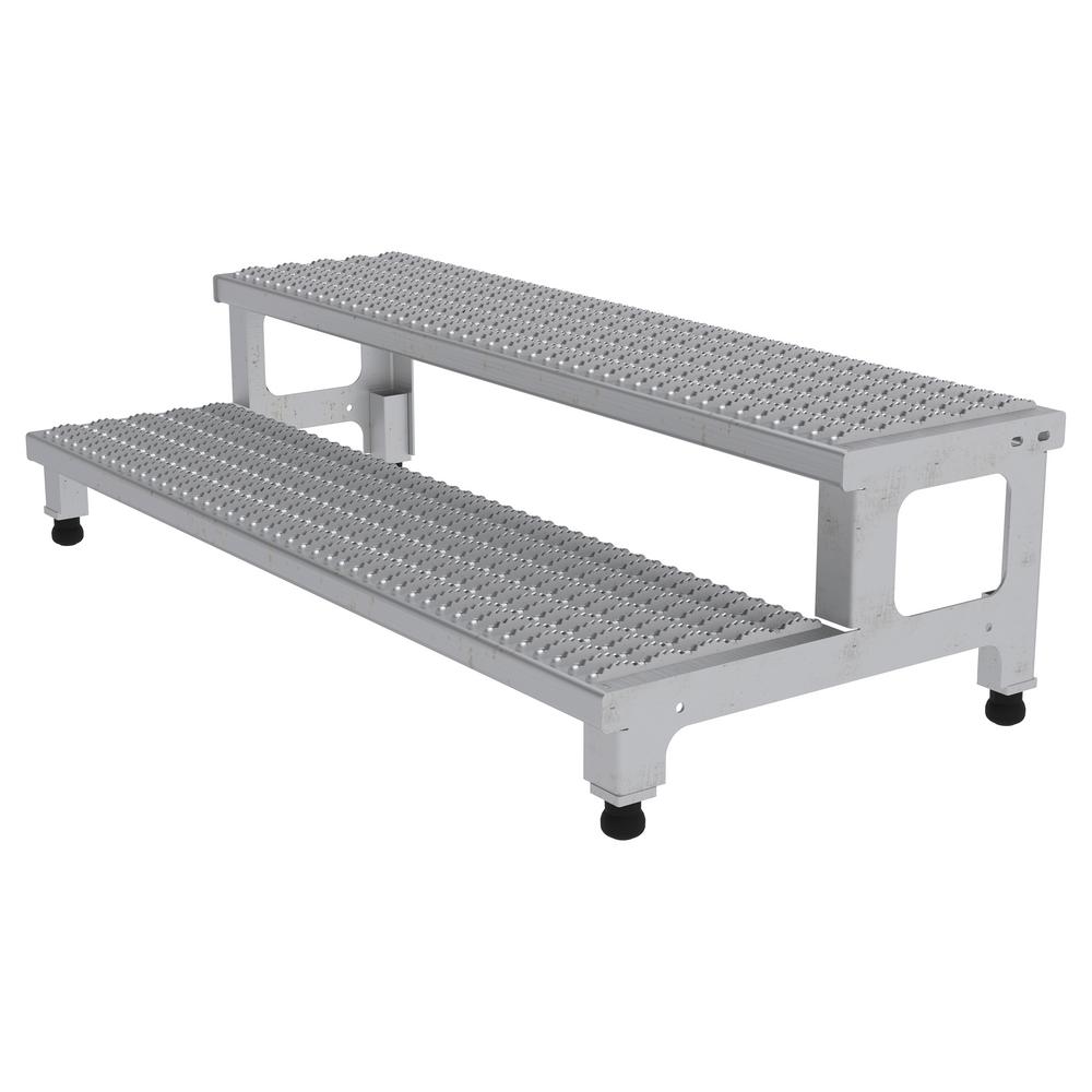 Vestil 48 inch x 24 inch 2-Step Adjustable Stainless Steel Step Mate Stand by Vestil