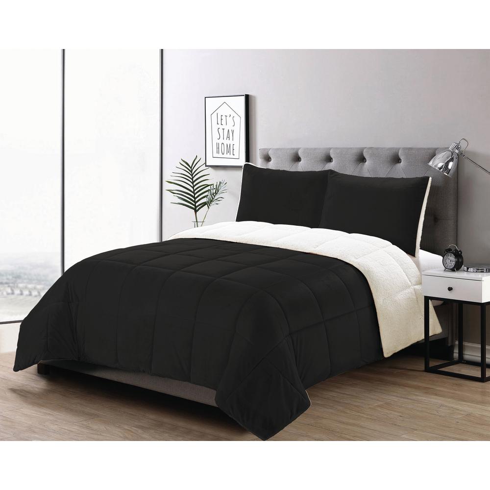 Casual Living Micromink 3 Piece Black Full Queen Comforter Set