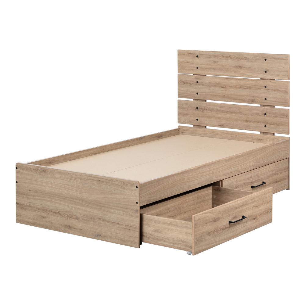 South S Fakto Rustic Oak Twin Bed 12169 The Home Depot South S Fakto Rustic Oak Twin Bed