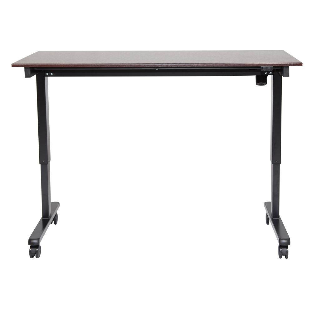 Luxor Black And Dark Walnut Desk With Wheels Stande 60 Bk Dw The