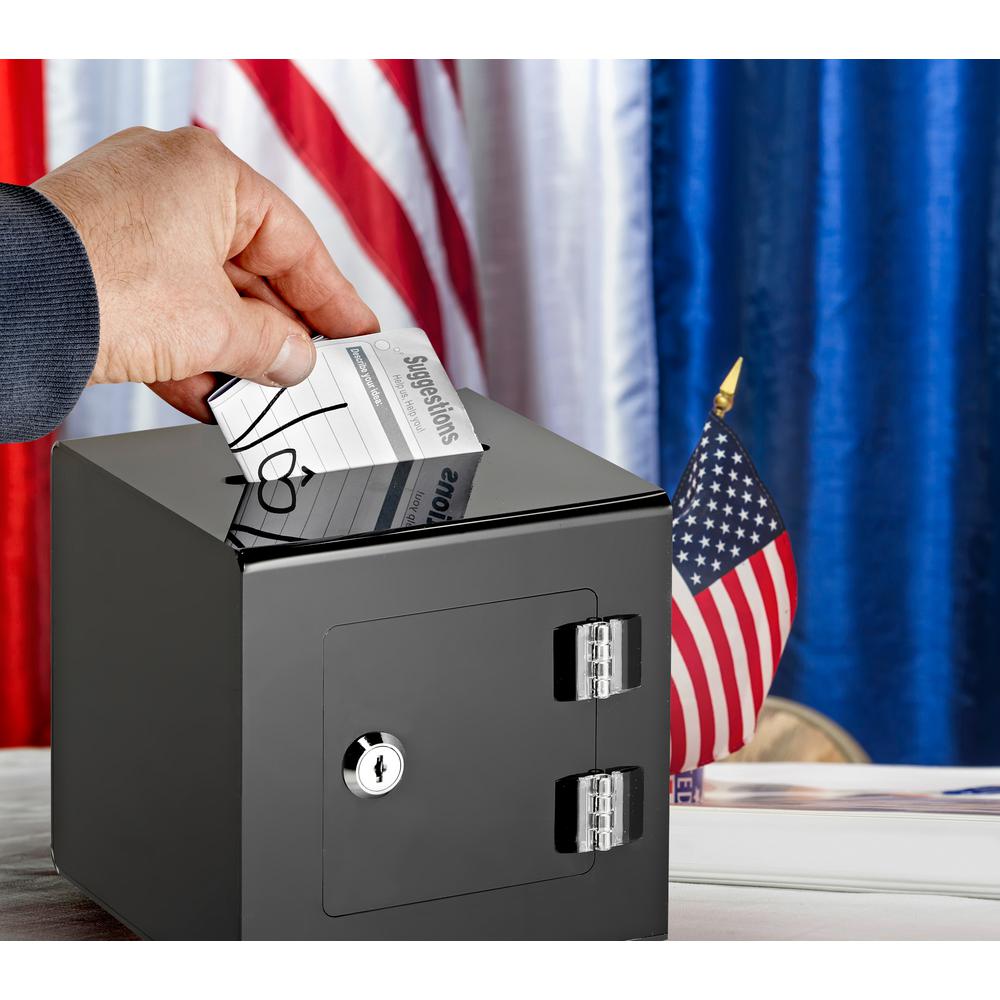 AdirOffice Black Acrylic Ballot Comment Suggest Donation Box with Rear Door