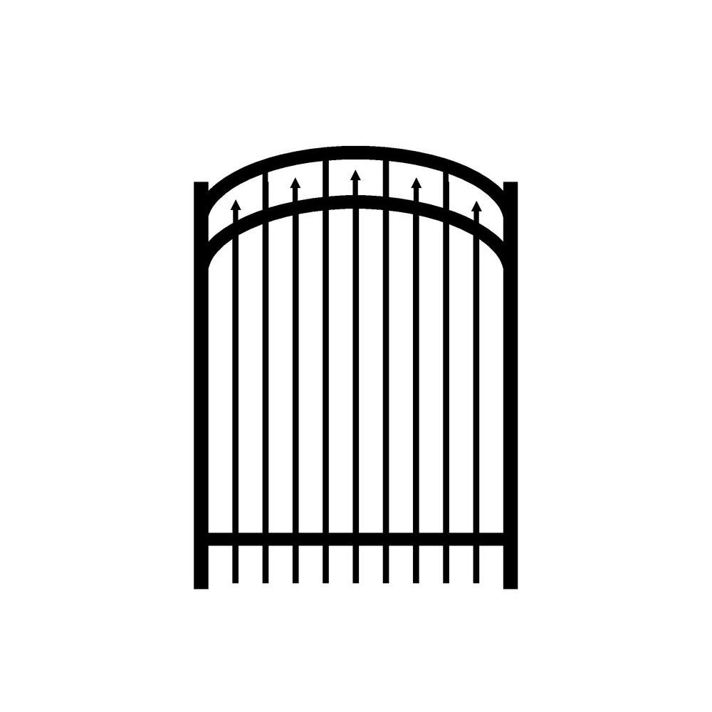 Jerith Adams 4 ft. W x 5.5 ft. H Black Aluminum 3Rail Arched Fence