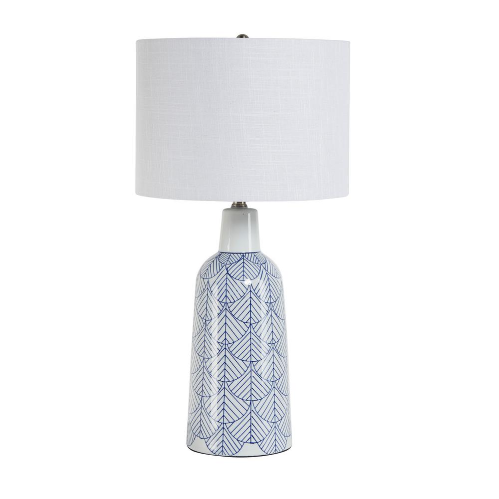 White and Blue Ceramic Jug Table Lamp 