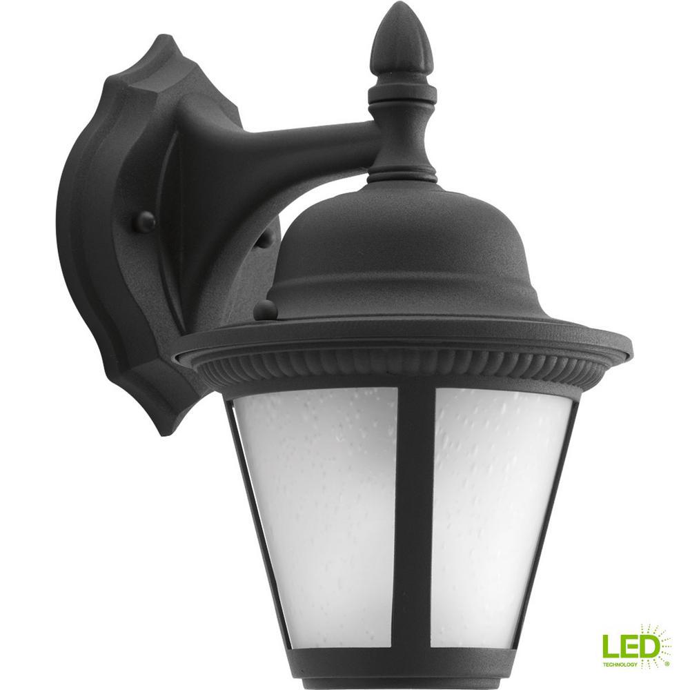 Outdoor Wall Mounted Lighting The Home Depot Westport Led Collection 9 Watt Outdoor Black Integrated Wall Lantern
