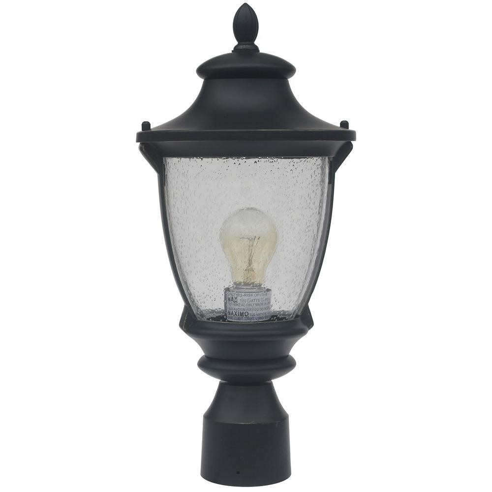 Home Decorators Collection Wilkerson 1-Light Black Outdoor Post Mount