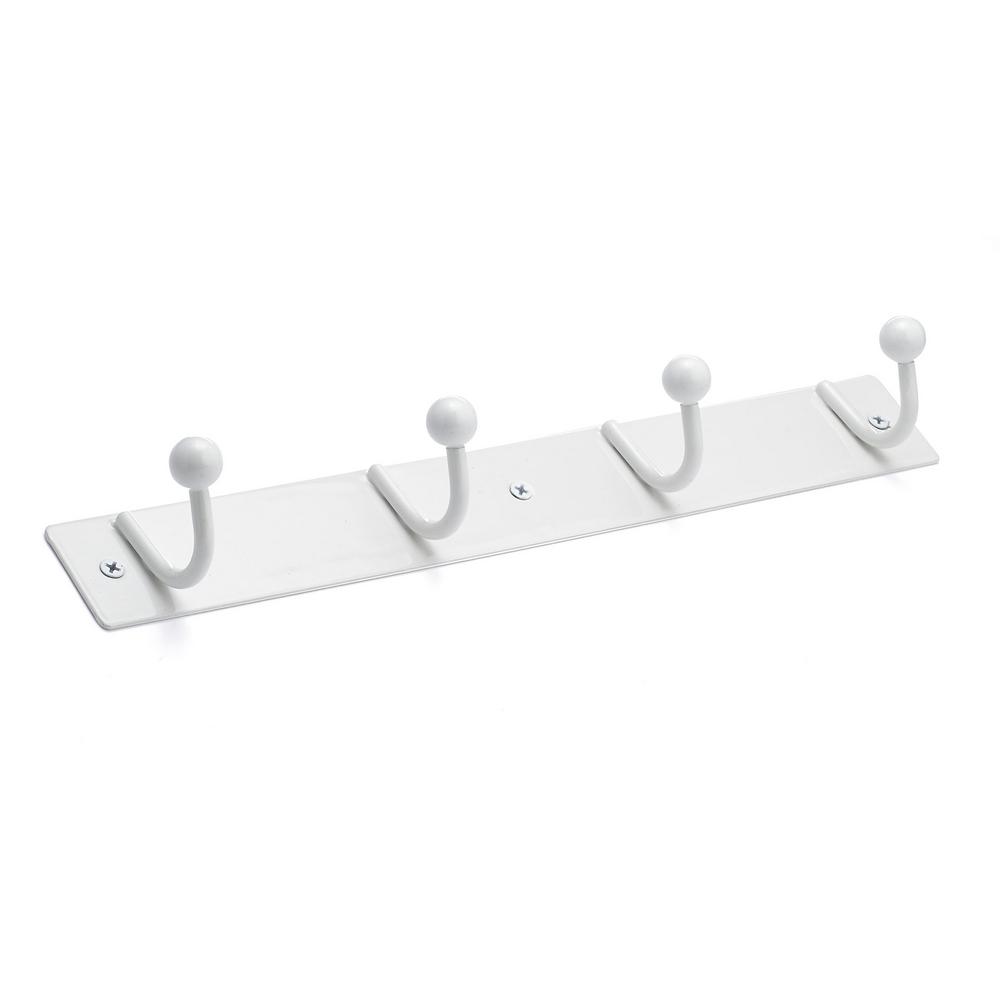 Richelieu Hardware Nystrom Hook Rack White Metal 4 Single Hook Bar