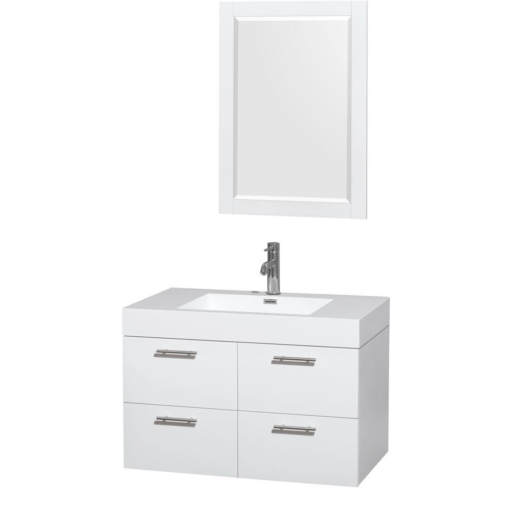 Wyndham Collection Amare 35 In Vanity Glossy White With Acrylic Wyndham Collection Amare 35 In Vanity Glossy White With Acrylic Resin Top