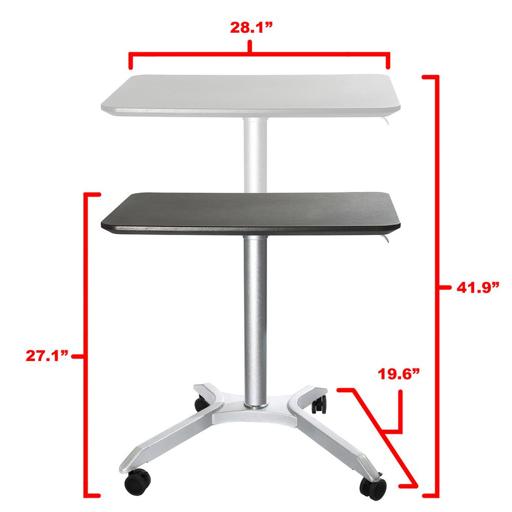 Height-Adjustable from 27.1 to 41.9 Espresso OFF65800 Seville Classics Airlift XL Pneumatic Sit-Stand Mobile Desk Cart